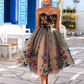 Black and Champagne Tulle Short Prom Dresses Sweetheart Butterflies Applique Homecoming Party Gowns Tea Length      fg3816