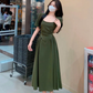 Long Dresses Women's Maxi Dress Square Neck Elegant Green prom dress      fg4685