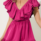 Short Dress V Neck Two Trim Ruffle Hem Dress Homecoming Dress Short Party Dress   fg4266