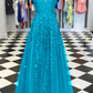 Fancy Girls V neck Lace Appliques Prom Dresses with Straps     fg4654