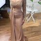 Beautiful Long Mermaid Beading Prom Dresses With Long Sleeves     fg4098