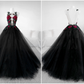 Beautiful Black Tulle With Lace Applique Long Formal Gown, Black Party Dresses      fg4175