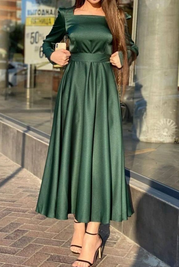 Simple Green Square Neckline A-line Prom Dress,Green Evening Dress      fg5725