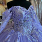 Lilac Quinceanera Dresses Long Sleeve 3D Flowers Appliques Lace-Up Prom Sweet 16 Princess Dresse Vestidos De 15 Anos        fg5694