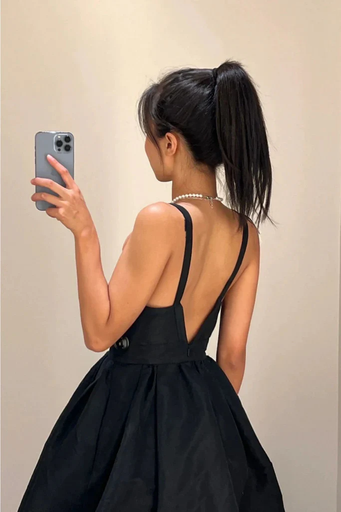 Black Backless Satin Short Prom Dresses ...