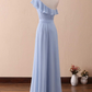 One-Shoulder Ruffled A-Line Long Bridesmaid Dress     fg5964