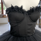 Sweetheart Black Corset Tulle Short Dress Homecoming dress      fg3897