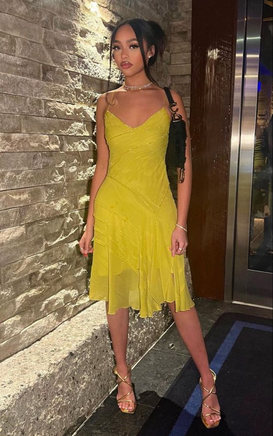 Yellow Spaghetti Strap Dress