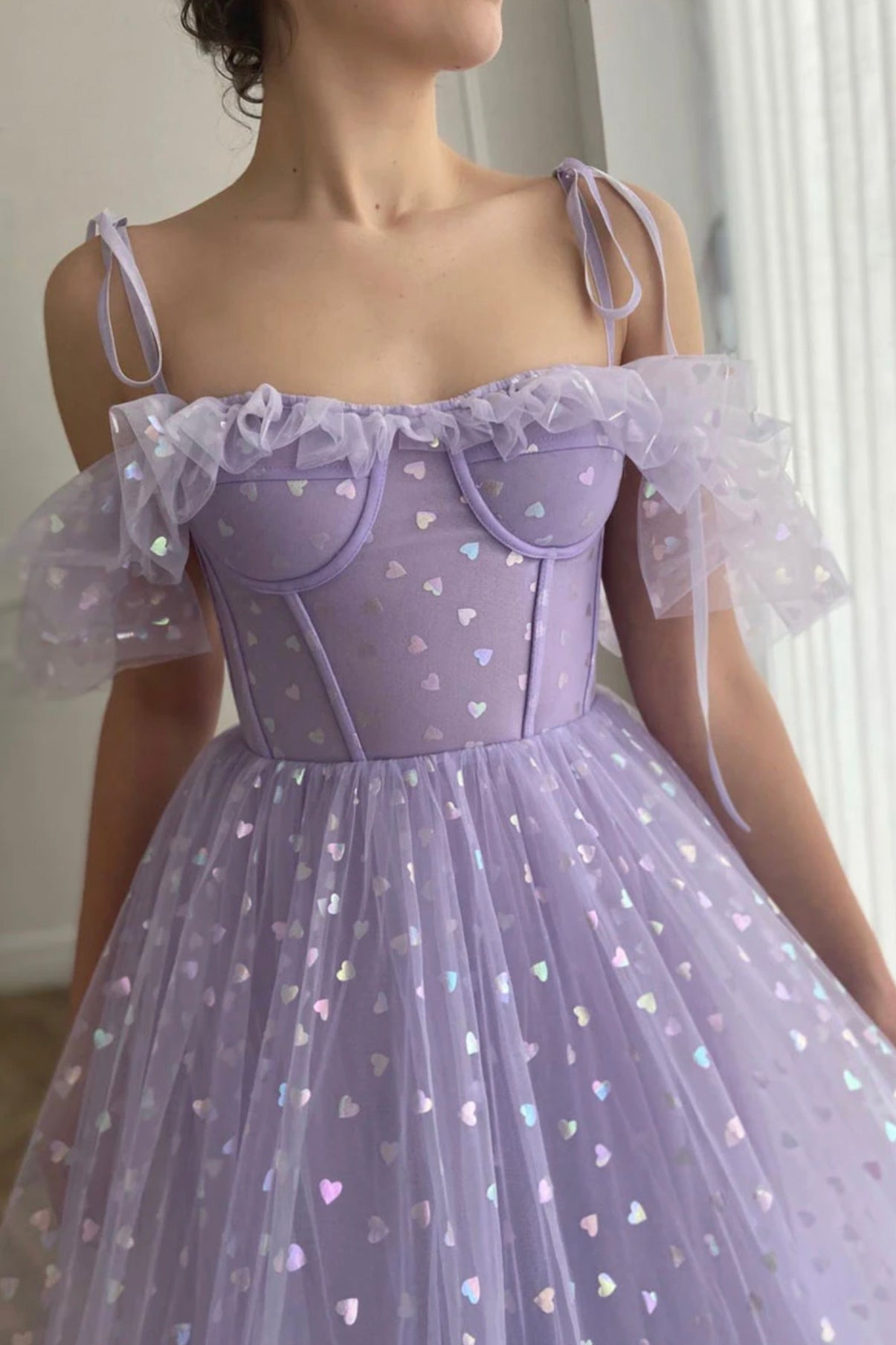 PURPLE TULLE SHORT A LINE PROM DRESS EVENING DRESS   fg2657