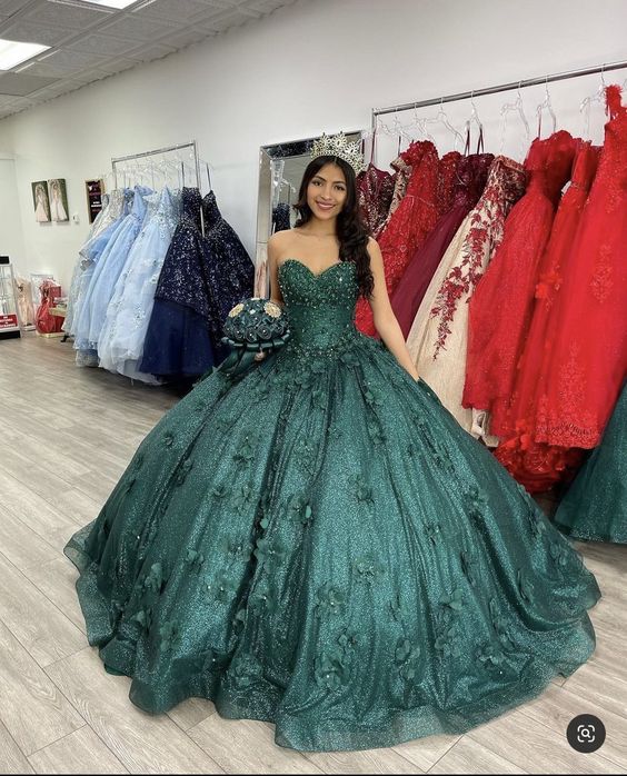 Green Ball Gown Long prom dresses evening party dress fg2324 – formalgowns