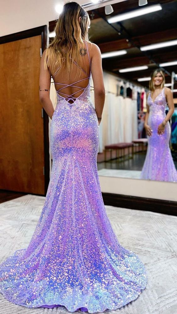 V neck outlet sparkly prom dress